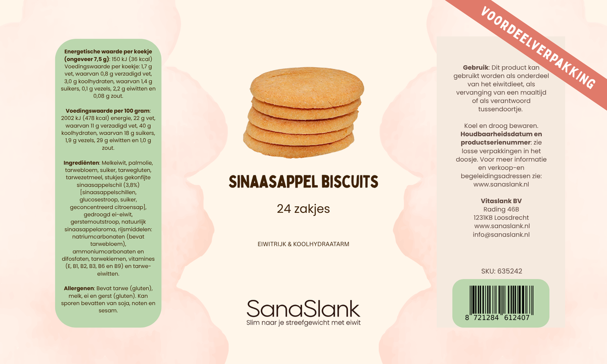 Biscuits protéinés SanaSlank – ronds au chocolat XXL (24 sachets)
