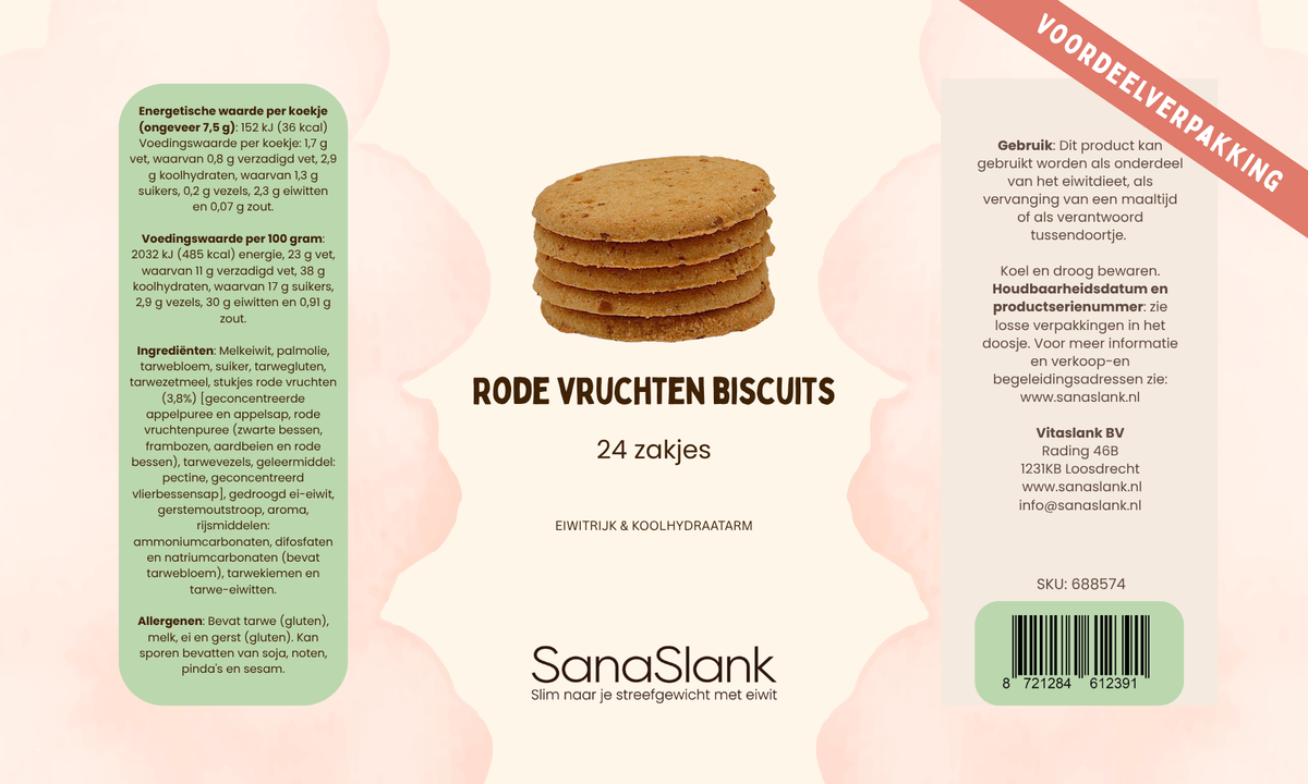 Biscuits protéinés SanaSlank – ronds au chocolat XXL (24 sachets)