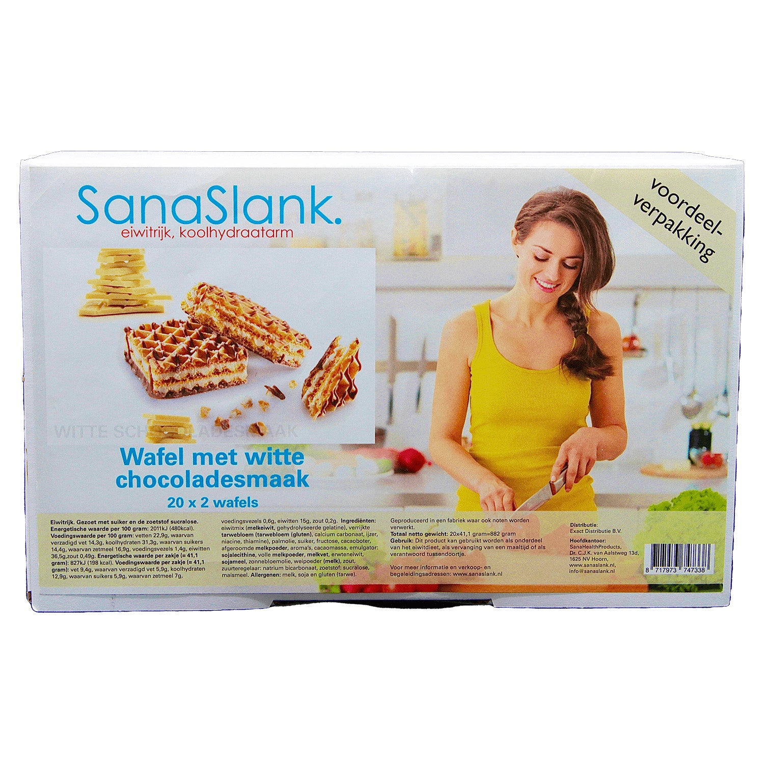 SanaSlank XXL Wafels Witte Chocolade – Eiwitrijk, Vezelrijk & Low Sugar (20 verpakkingen)